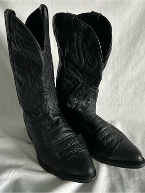 Men’s LAREDO Western Boots Black Leather Pointed Toe Made In USA Size 9EE
